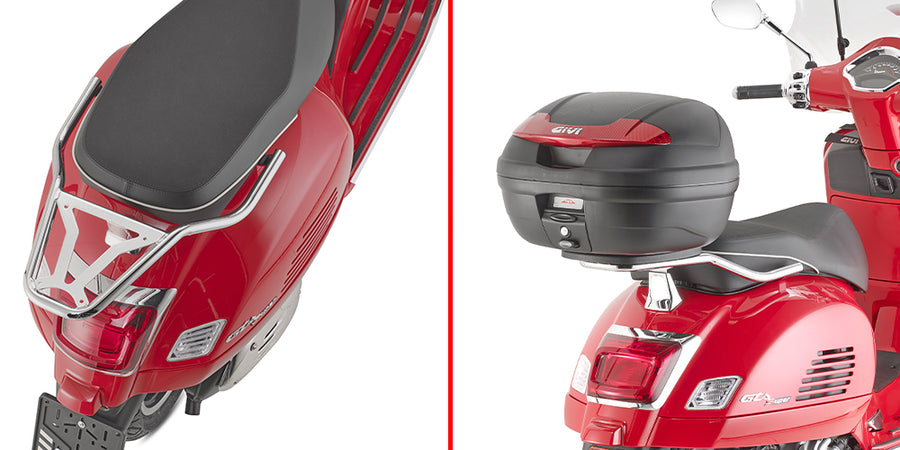 Piaggio Vespa GTS 125-300-310 / GTS 125-300-310 Super [GIVI] - Topcase Träger chrom für MONOLOCK® Koffer benutzen Sie
