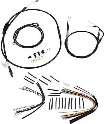 harley davidson flstc [BURLY BRAND] - Complete Black Vinyl Handlebar Cable/Line Kit for Ape Hanger