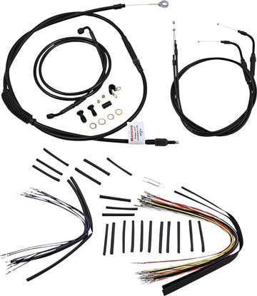 harley davidson flst [BURLY BRAND] - Complete Black Vinyl Handlebar Cable/Line Kit for Ape Hanger - 0