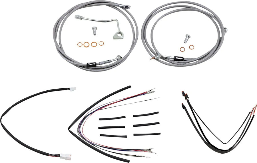harley davidson fltruse [BURLY BRAND] - Complete stainless steel handlebar cable/brake line kit