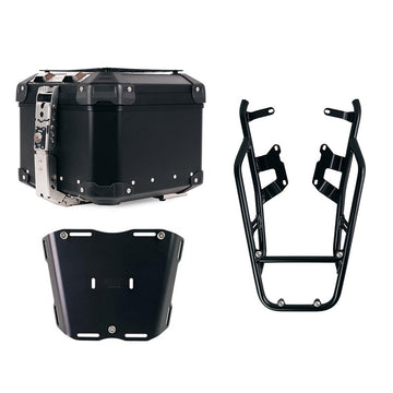 BMW R nineT 1200 Urban G/S (high exhaust) [2017-2023] - Atlas 44L universal aluminum top case + NineT luggage rack with pillion handles for attaching the top case plate