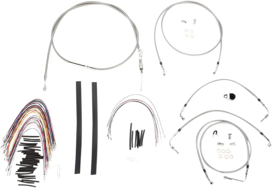 harley davidson flhtcu [BURLY BRAND] - Complete stainless steel handlebar cable/brake line kit