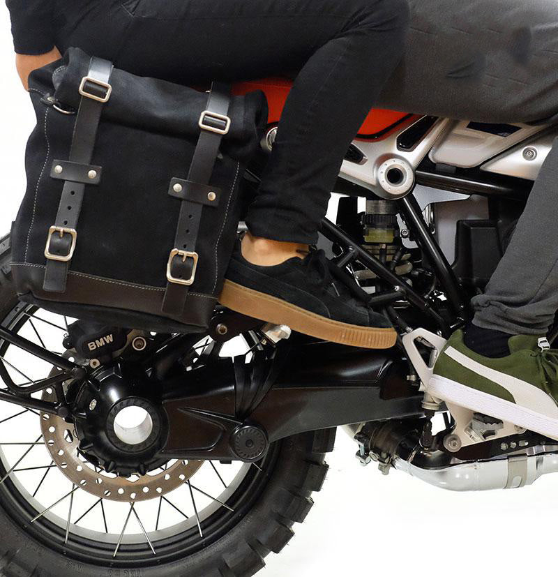 BMW R nineT 1200 Scrambler [2016-2023] - 22L-30L Scram Satteltasche aus Spaltleder + Rahmen der Serie