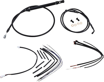 harley-davidson street bob [BURLY BRAND] - Complete Black Vinyl Handlebar Cable/Line Kit for Ape Hangers