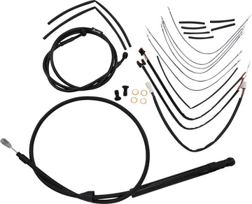 harley davidson fx [BURLY BRAND] - Complete Black Vinyl Handlebar Cable/Line Kit for Ape Hanger