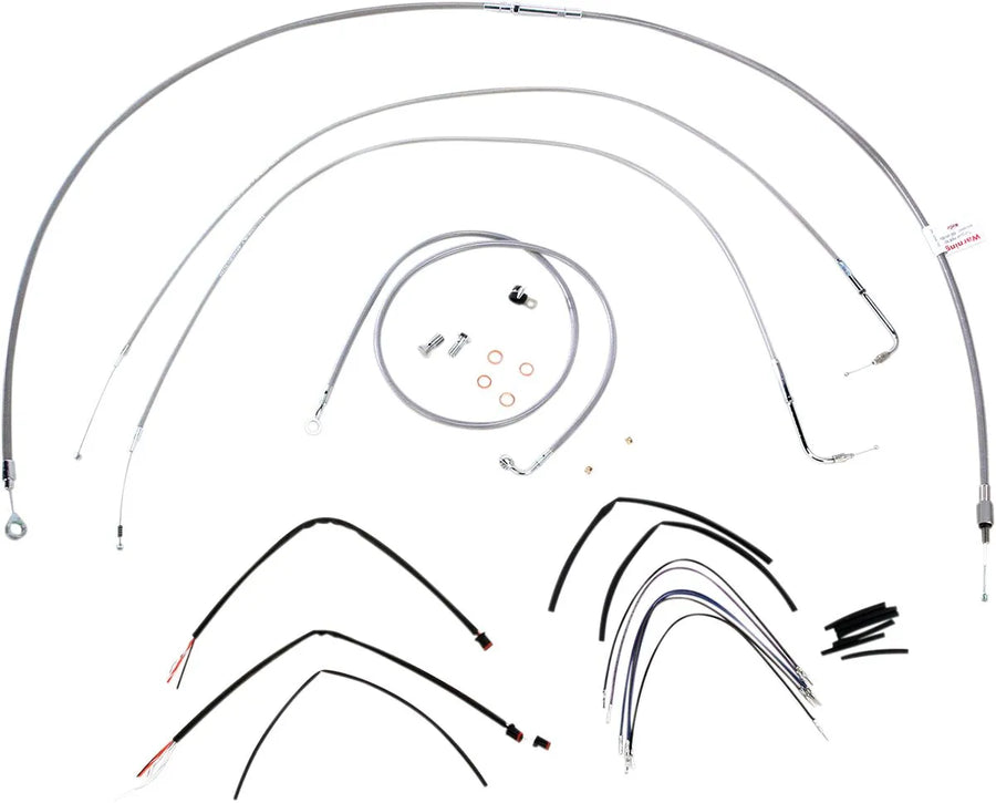 harley davidson flst [BURLY BRAND] - Complete stainless steel handlebar cable/brake line kit