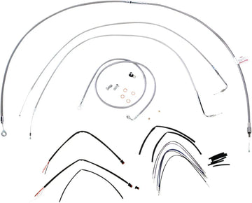 harley davidson flstf [BURLY BRAND] - Complete stainless steel handlebar cable/brake line kit