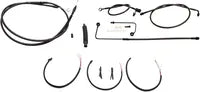 Harley Davidson FLS [LA CHOPPERS] – Komplettes Midnight geflochtenes Lenkerzug-/Bremsleitungs-Kit