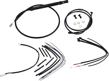harley davidson softail street bob fxbb [BURLY BRAND] - Complete Black Vinyl Handlebar Cable/Line Kit for Ape Hangers