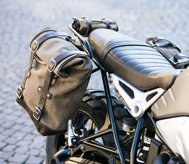 BMW R nineT 1200 Scrambler [2016-2023] - Zwei Seitentaschen aus Leder + Doppelrahmen