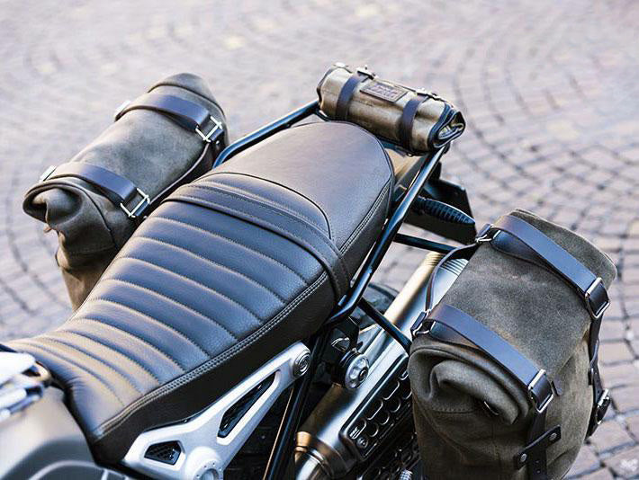 BMW R nineT 1200 Scrambler [2016-2023] - Zwei Seitentaschen aus Leder + Doppelrahmen