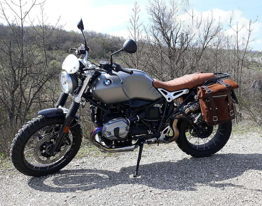 BMW R nineT 1200 Scrambler [2016-2023] - Seitentasche Scram aus Spaltleder 22L-30L + Double Frame