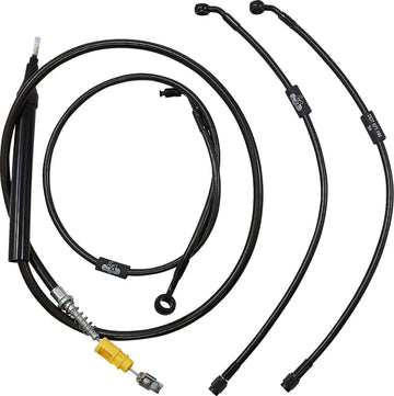 harley davidson flfb [LA CHOPPERS] - Standard Midnight Braided Handlebar Cable/Brake Line Kit