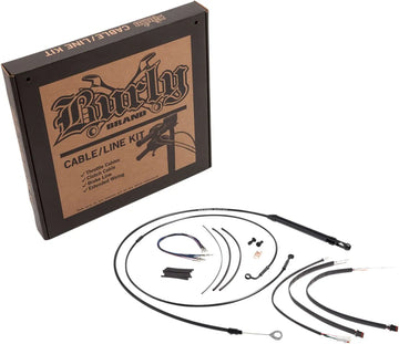 harley-davidson street bob [BURLY BRAND] - Complete Black Vinyl Handlebar Cable/Line Kit for Ape Hangers - 0