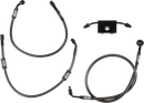 harley davidson flfb [LA CHOPPERS] – Midnight Braided Brake Line Kit-1