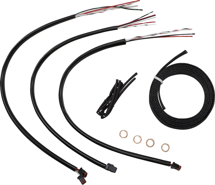 harley davidson flfb [LA CHOPPERS] - Complete stainless steel handlebar cable/brake line set with braid