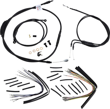 harley davidson fxst [BURLY BRAND] - Complete Black Vinyl Handlebar Cable/Line Kit for Ape Hangers - 0