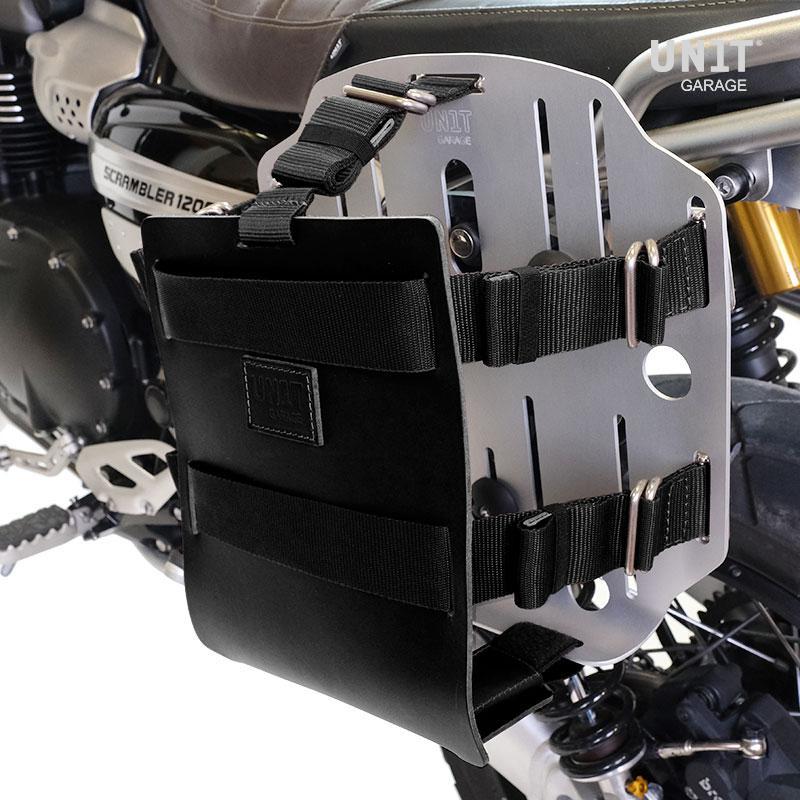 BMW R nineT 1200 Pure [2017-2023] - Aluminium-Taschenhalter mit verstellbarer Lederfront, Schnellkupplung und Rahmen