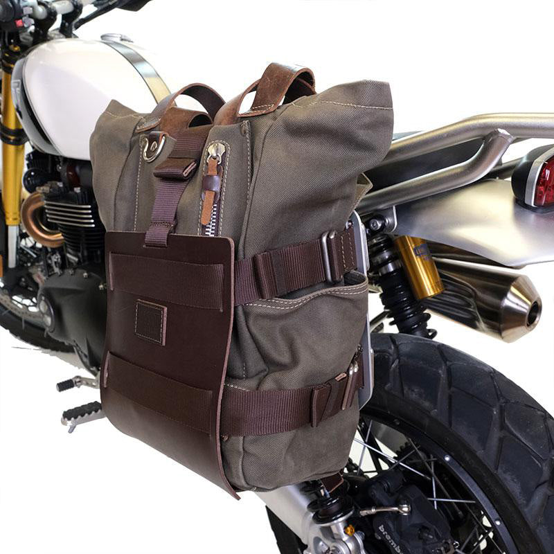 BMW R nineT 1200 Pure [2017-2023] - Aluminium-Taschenhalter mit verstellbarer Lederfront, Schnellkupplung und Rahmen